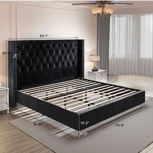 King Size Velvet Gray Bedframe